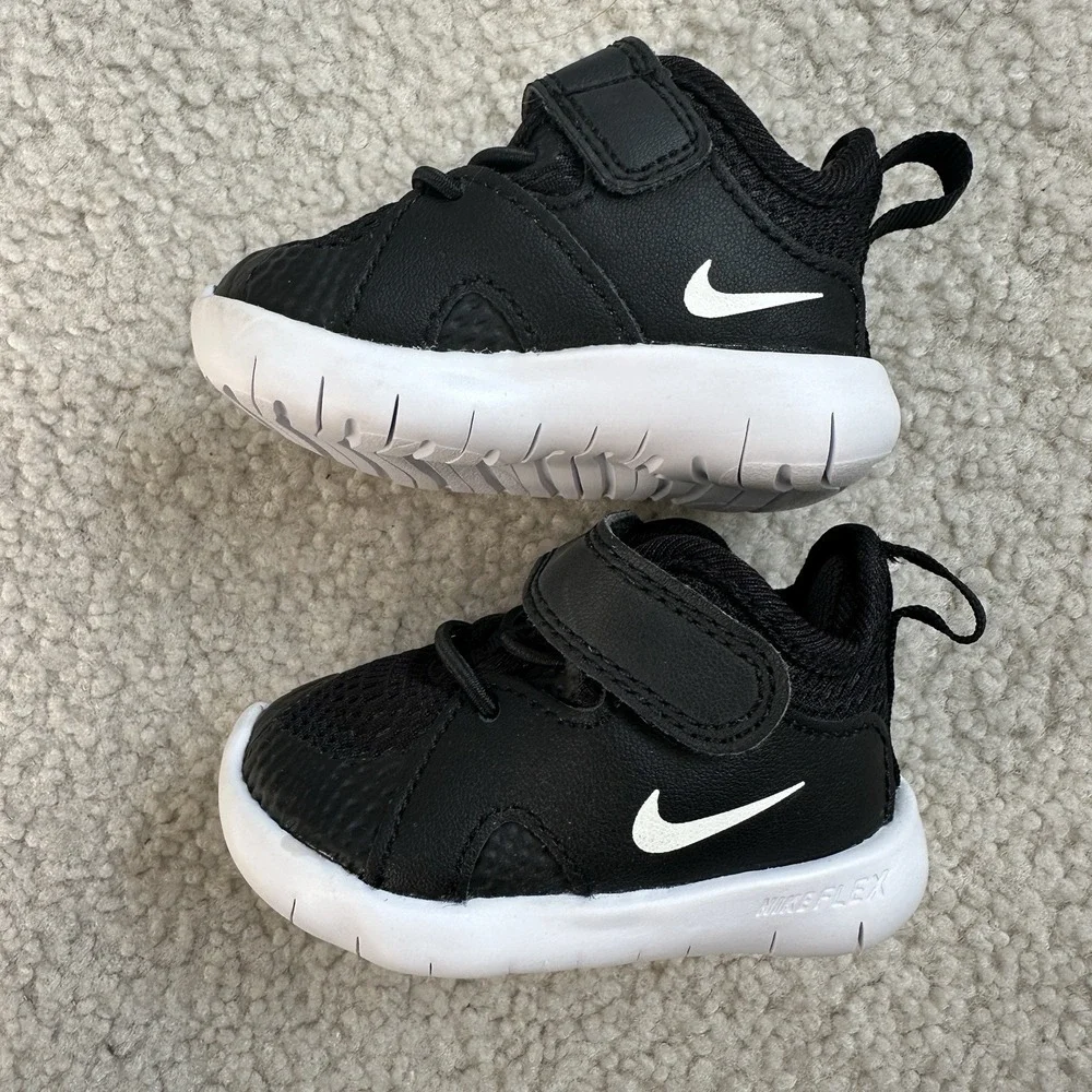 Nike Toddler Kids Flex Contact 3 AR4155-001 Black Hook And Loop Walking Shoes 2C